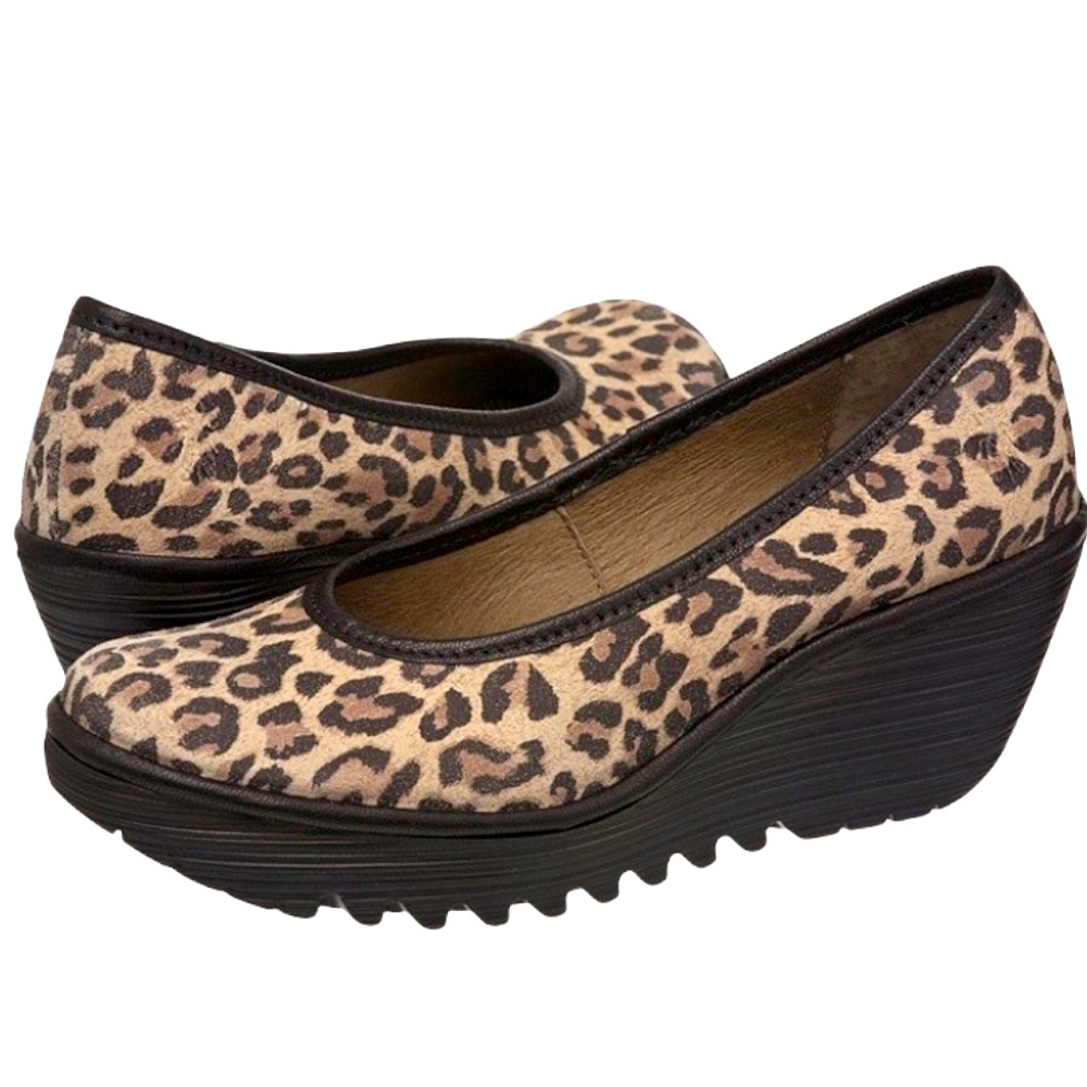 Host Pick! FLY London Leopard & Black Yalu Leather Wedge